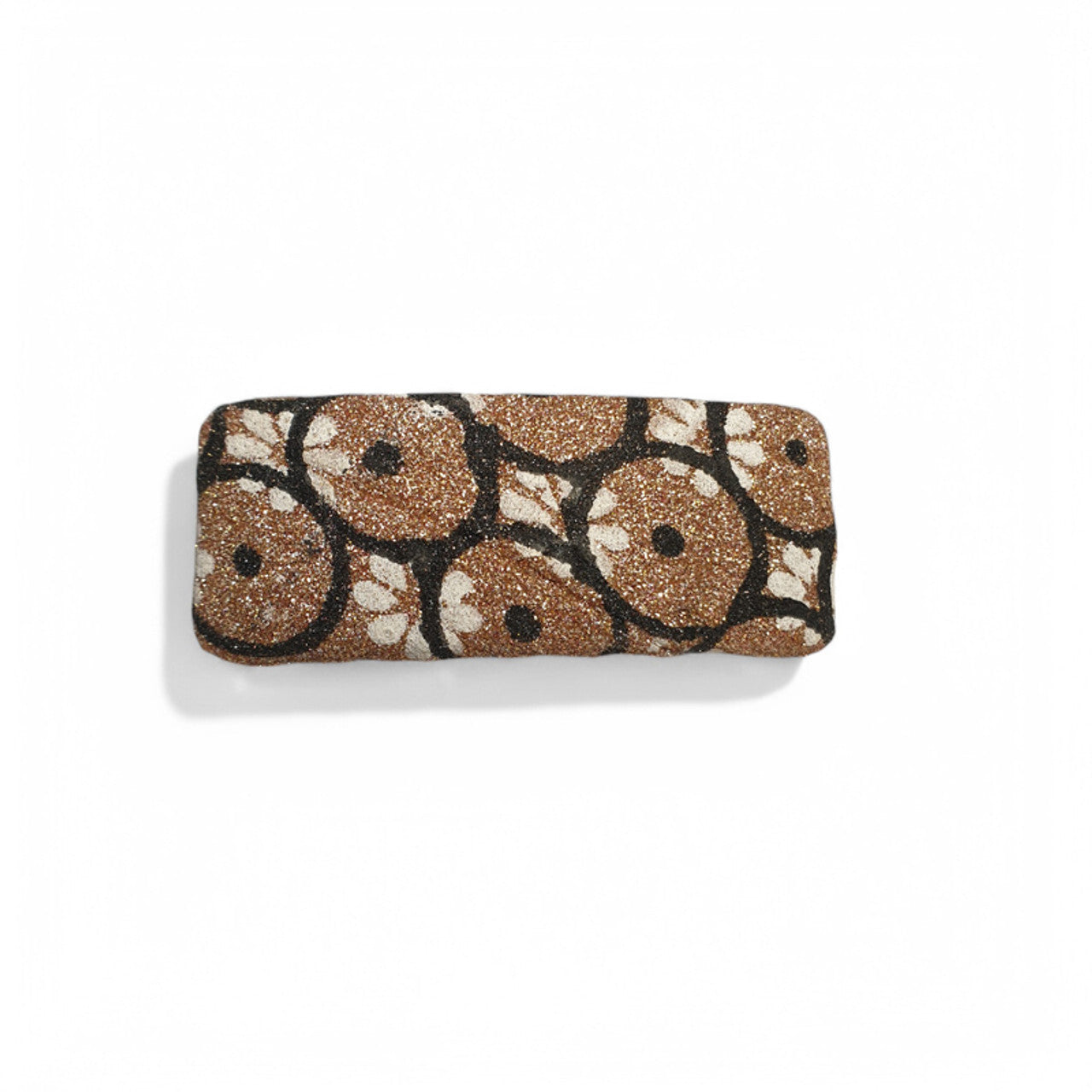 Elegant Peach Hair Clip with Glittery Floral Print