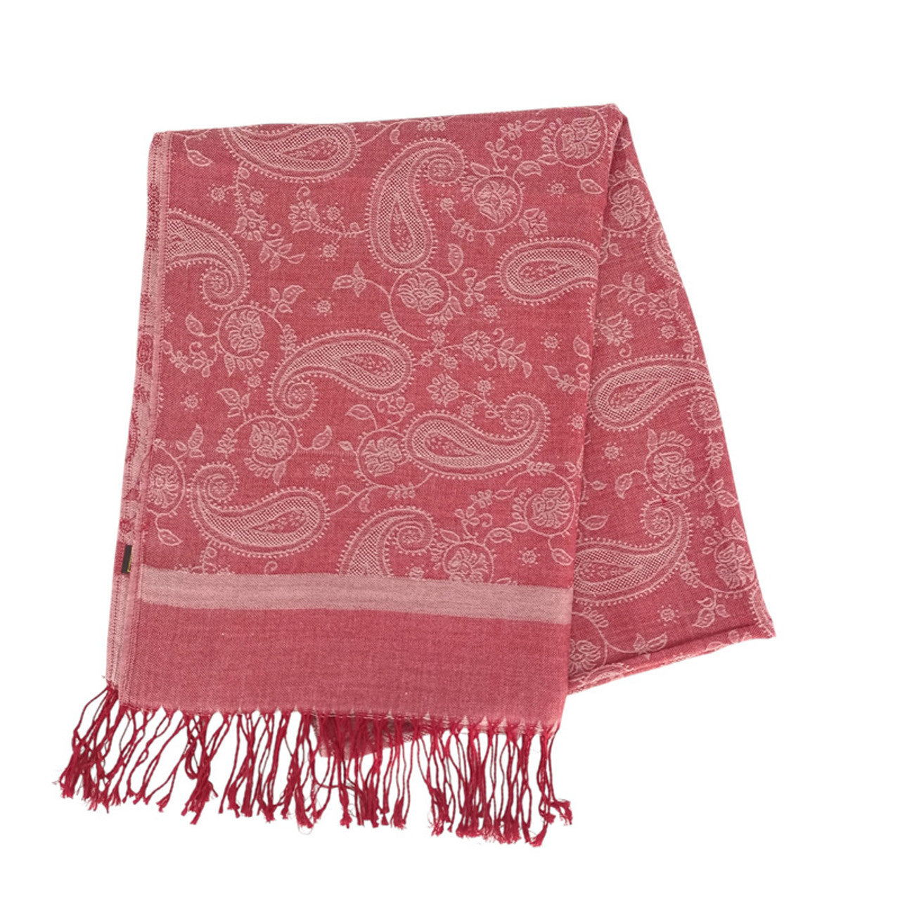 Dark Pink Pashmina Shawl with Mayur VR Print
