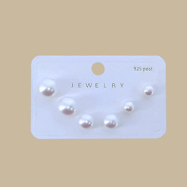 White Pearl Studs – Set of 3 in Different Sizes