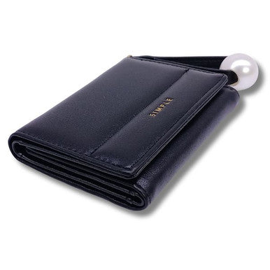 Black Tri-Fold Wallet for Women