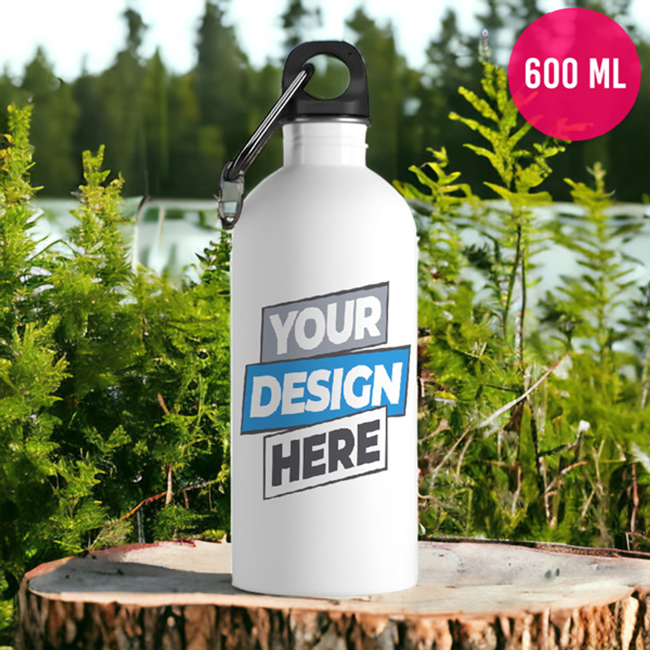 Customise Aluminium Water Bottle 600ml-White