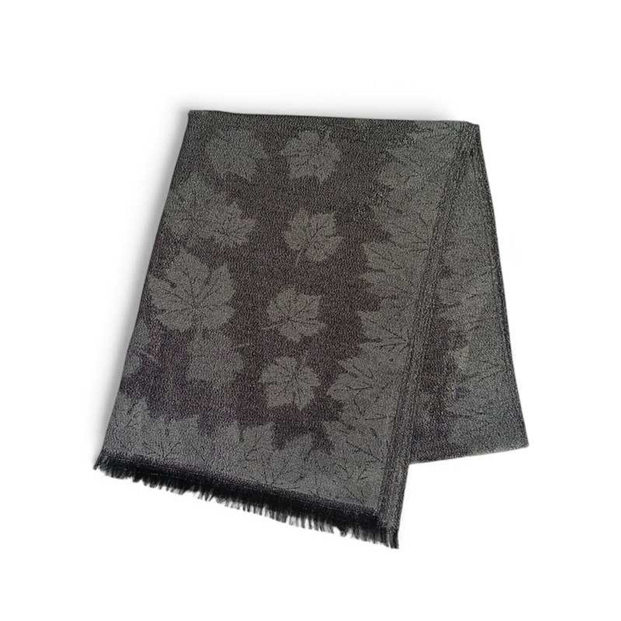 Cotton Shawl – Black with Leaf Glitter