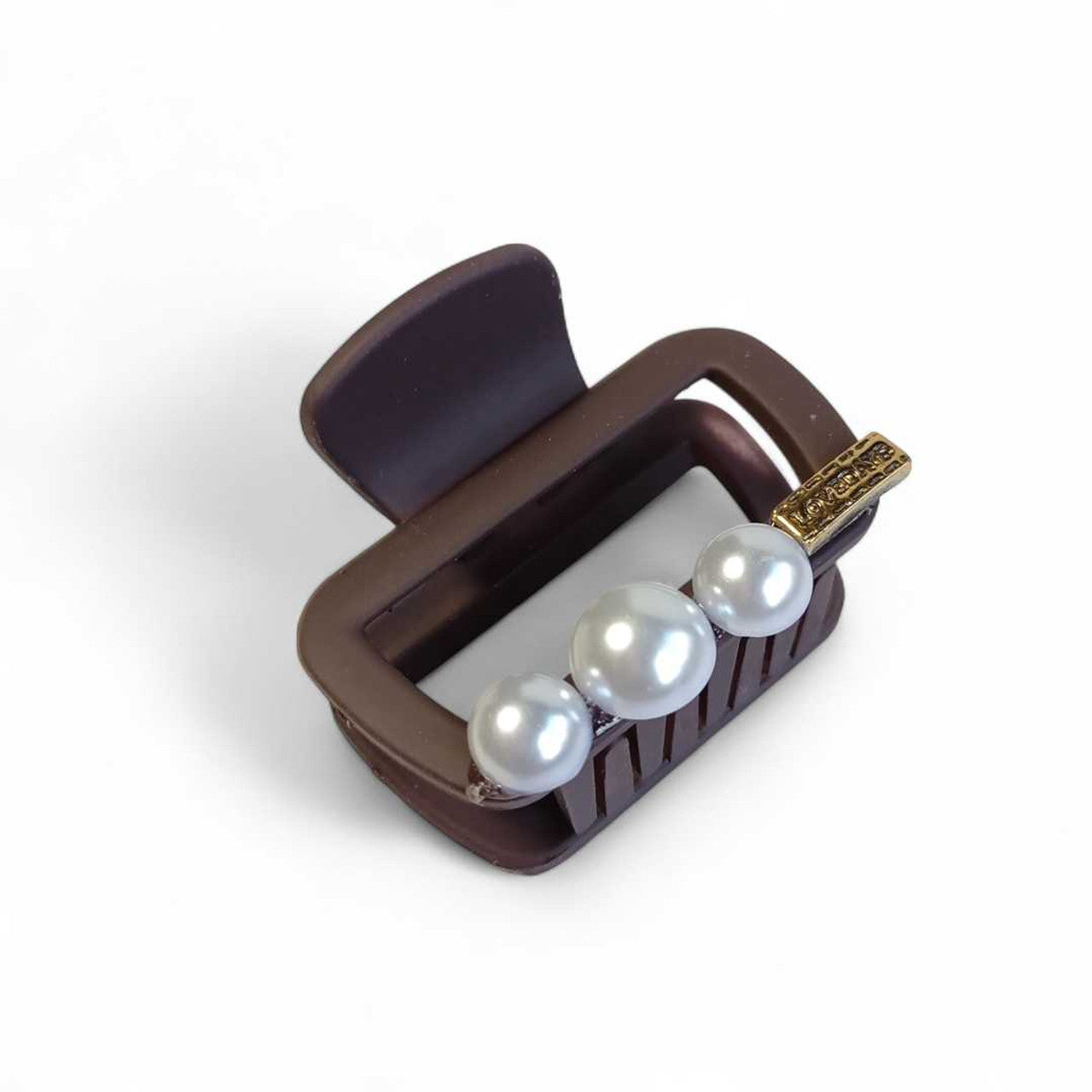 Elegant Pearl Hair Clip – Brown