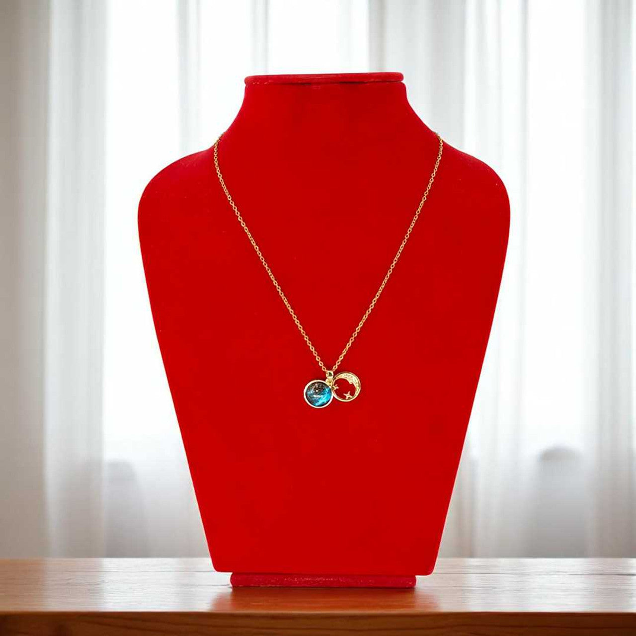 Moon & Star Locket with Galaxy Pendant