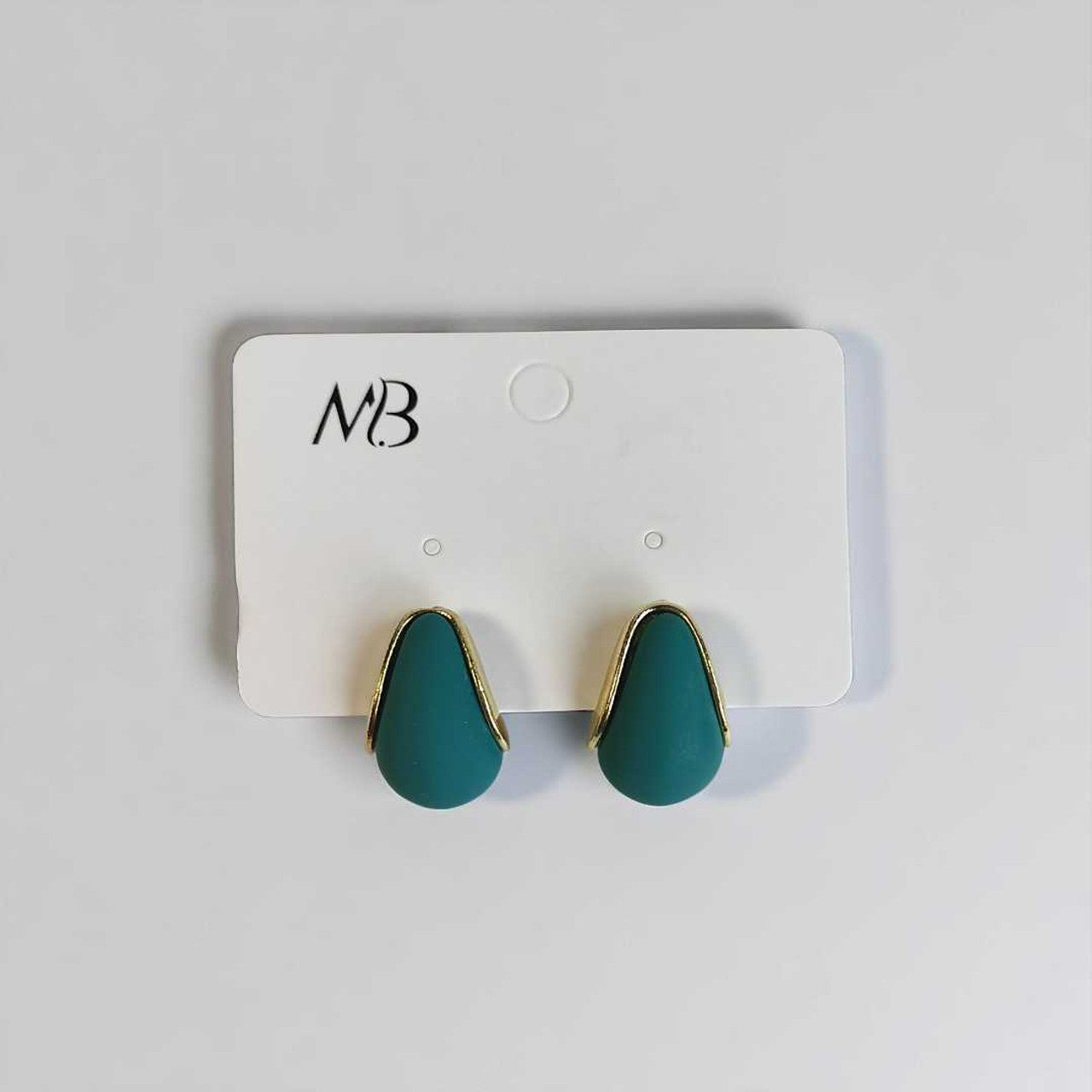Dark Green Earrings with Gold Edge