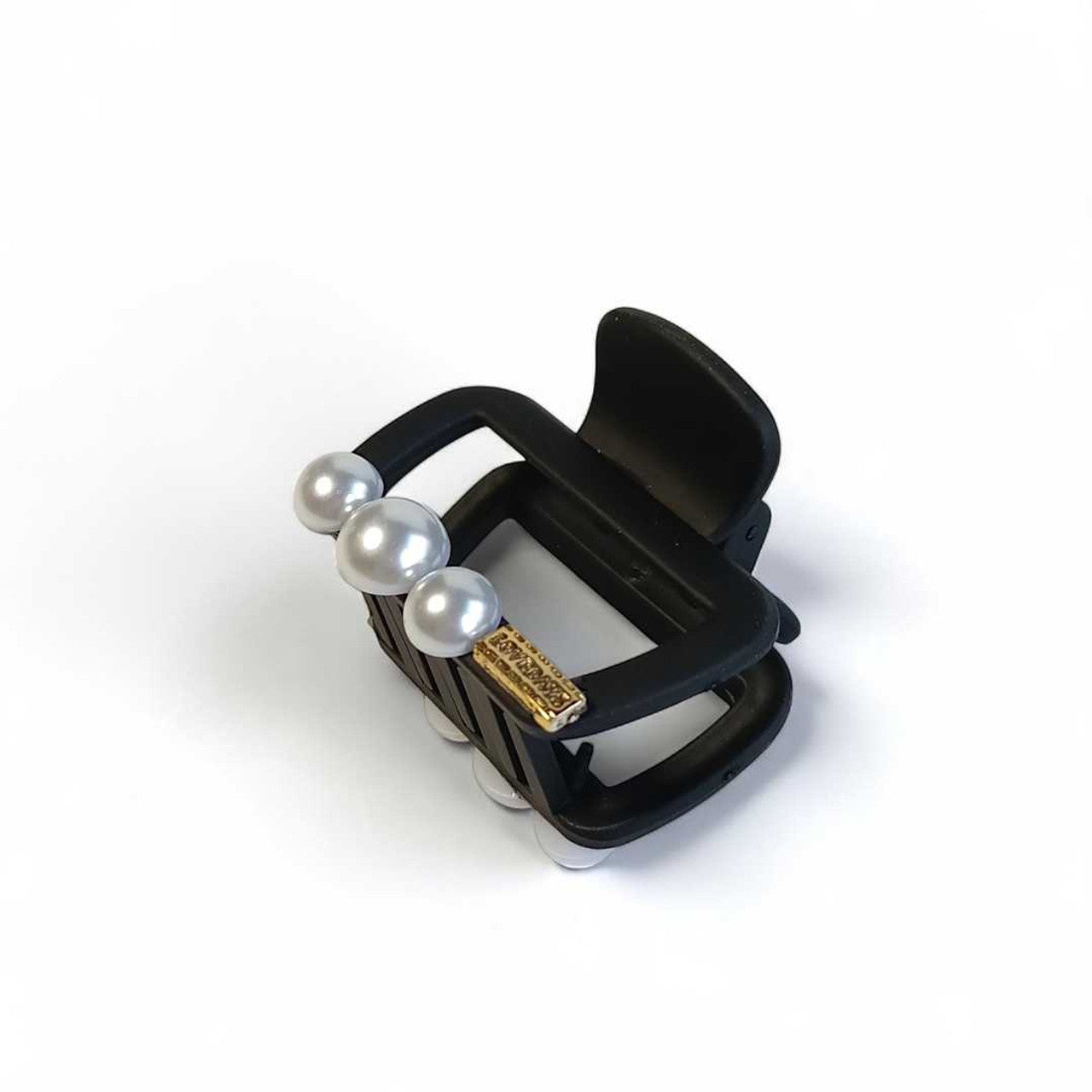 Elegant Pearl Hair Clip – Black