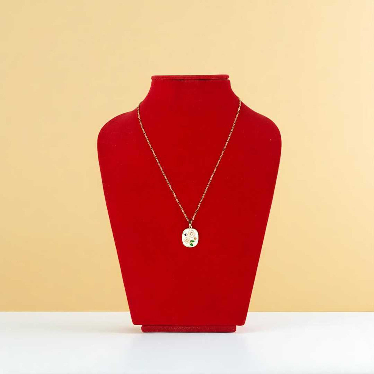 Golden Floral Pendant – White Base