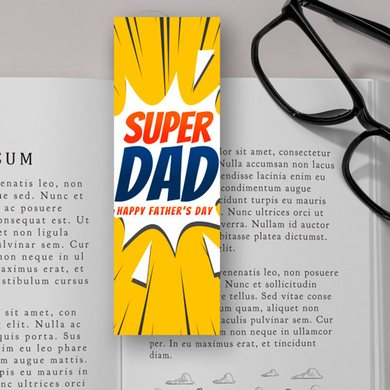 "Super Dad Happy Father's Day" Printed Bookmark