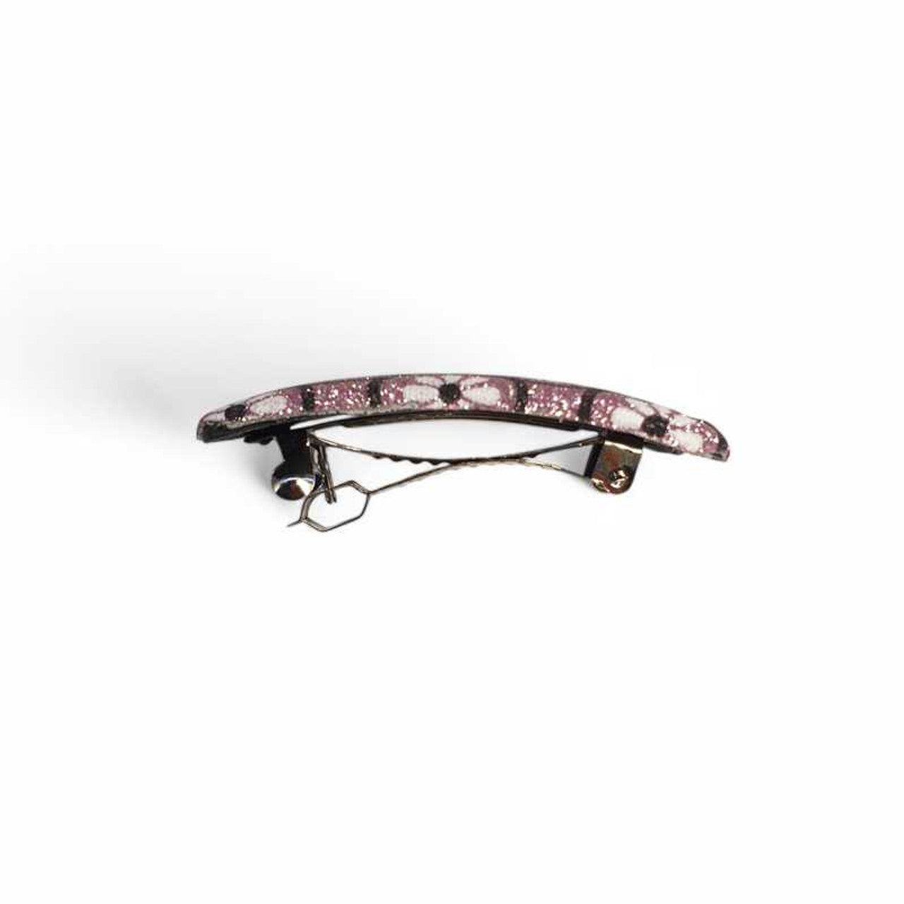 Dark Pink Hair Clip with Glittery Floral Print