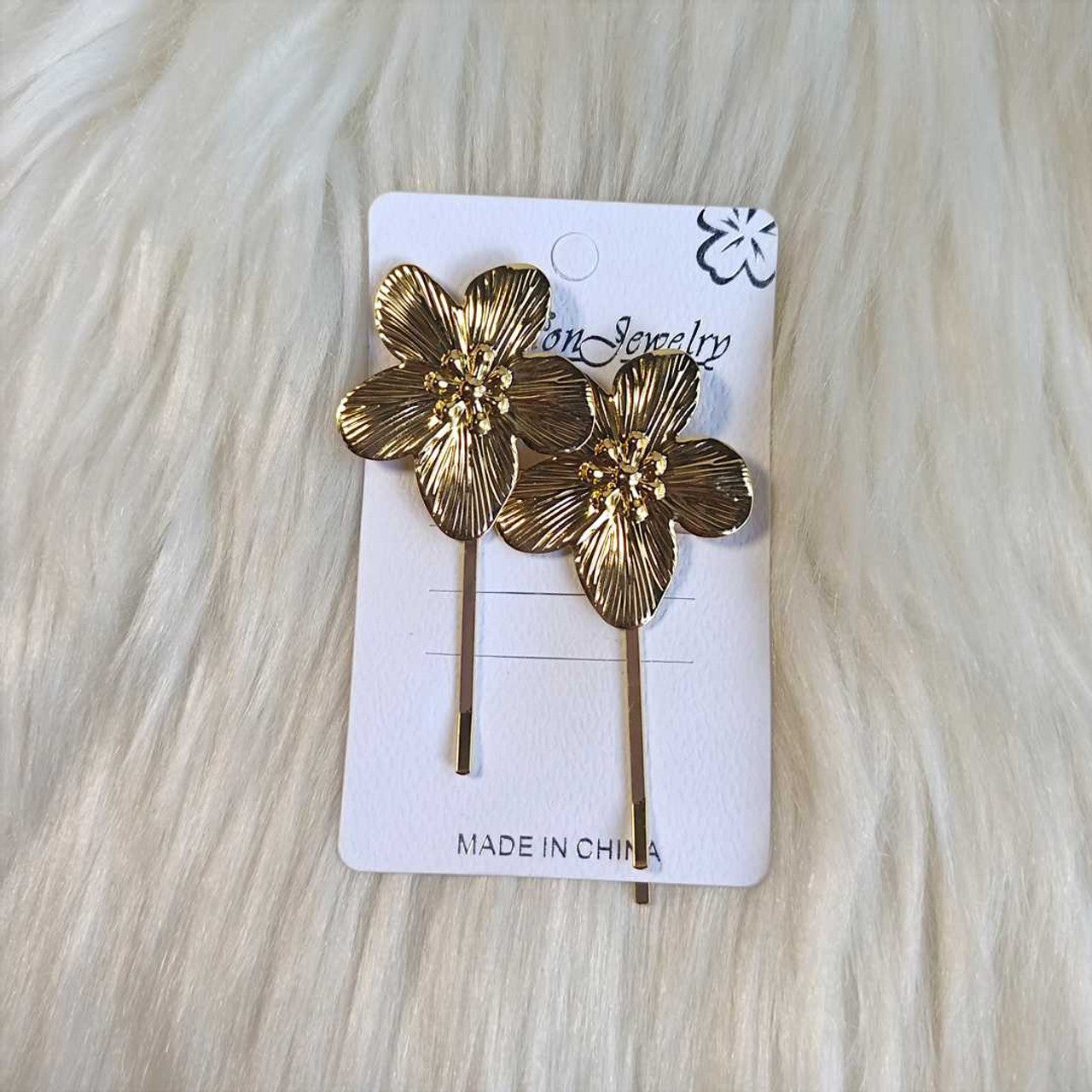 Set of 2 Gold Flower Hair Pins