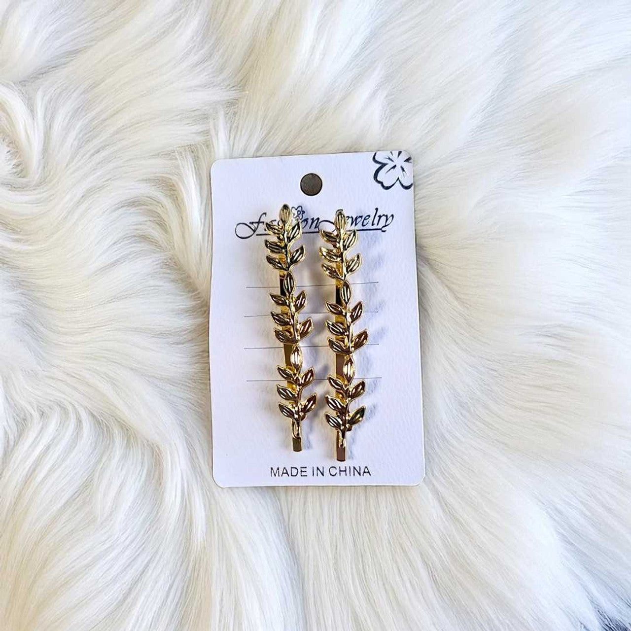 Golden Leaf Design Hair Pins(Set of 2)
