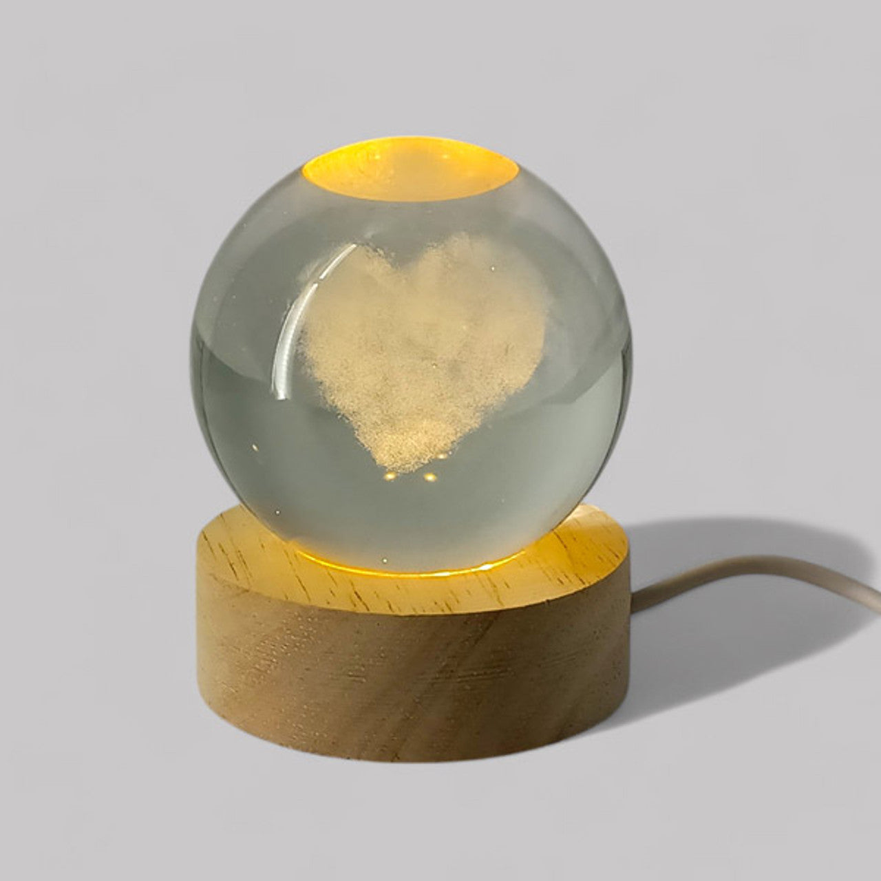 LED Crystal Lamp – Snowy Heart