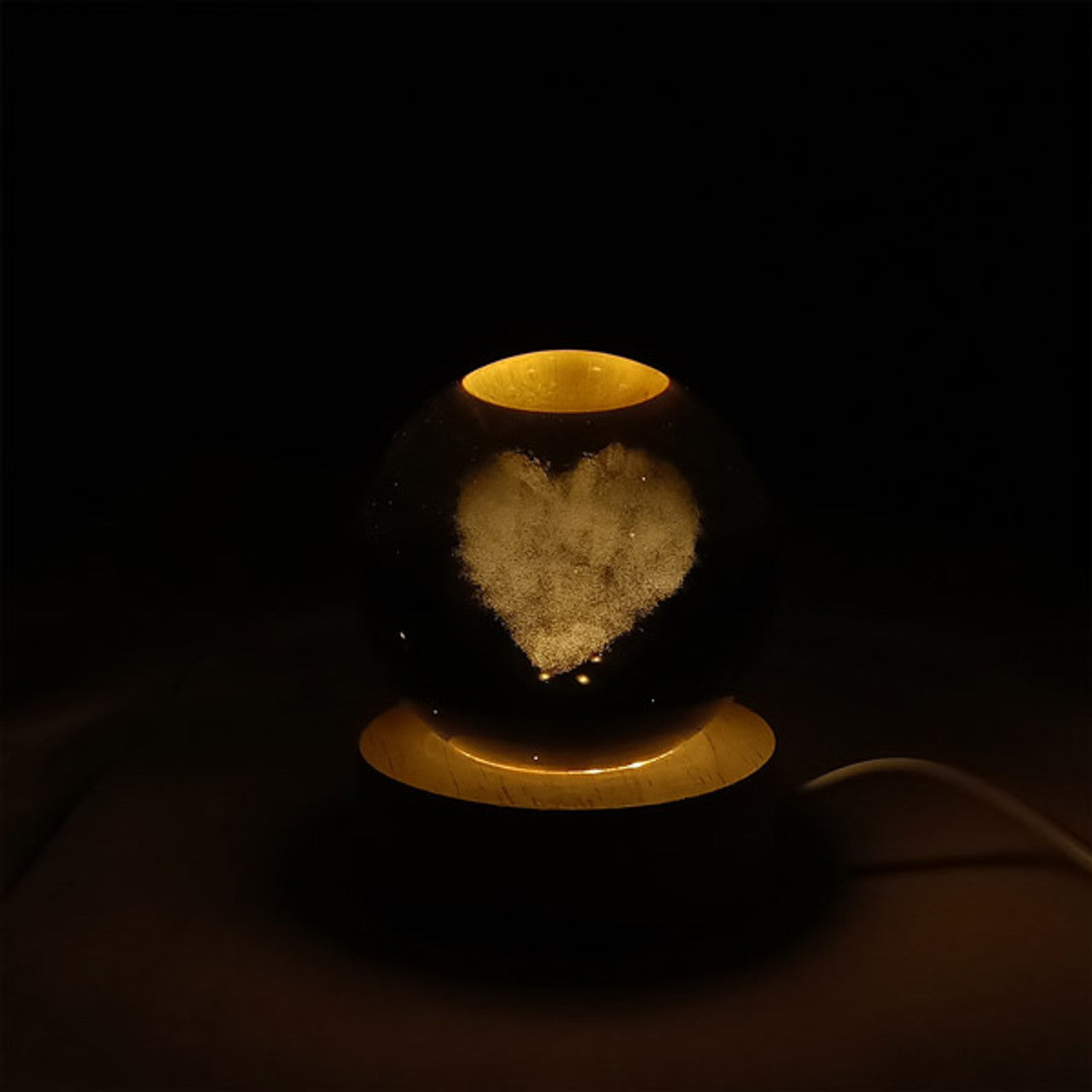 LED Crystal Lamp – Snowy Heart
