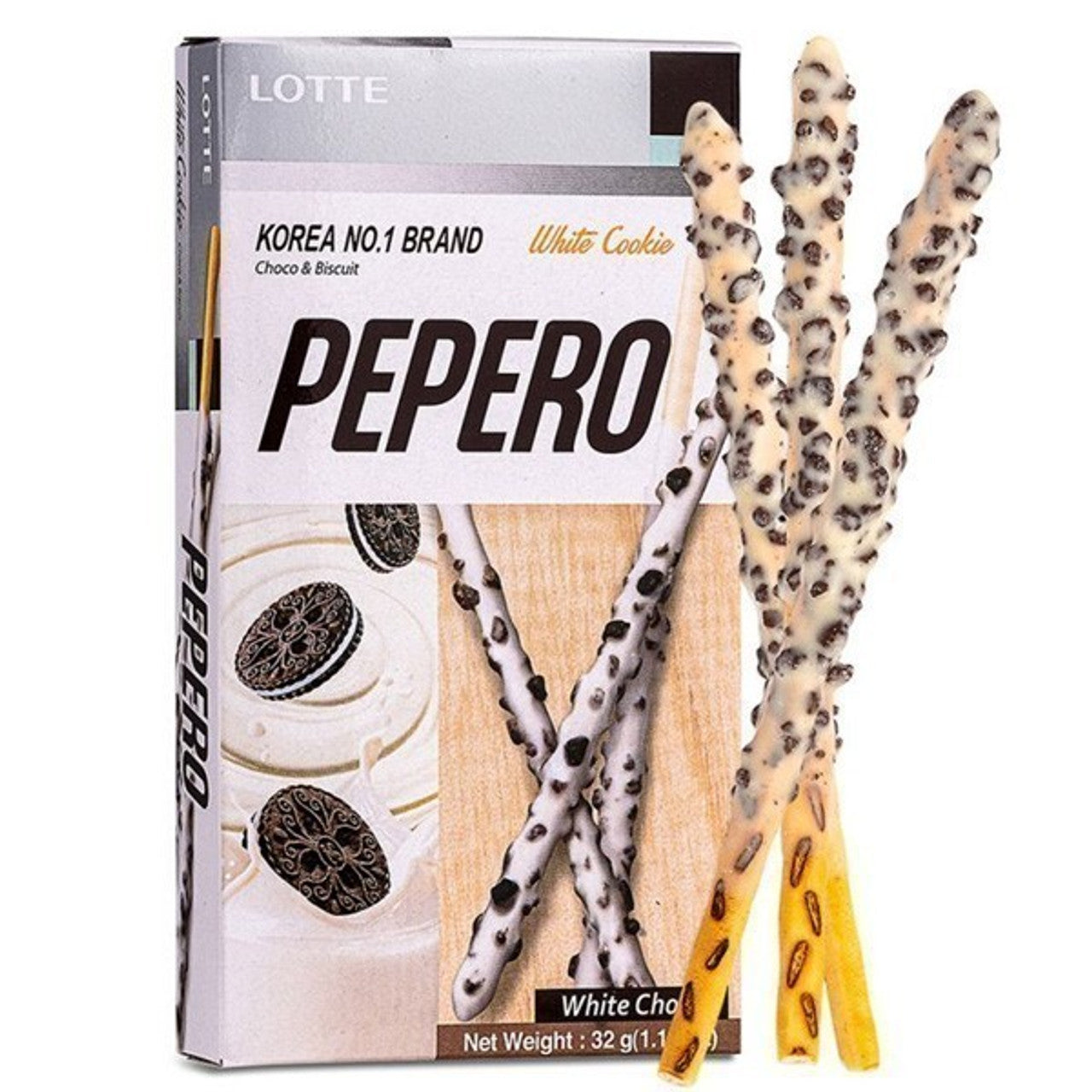 Lotte Pepero White Cookie Chocolate Biscuit Sticks (32g)