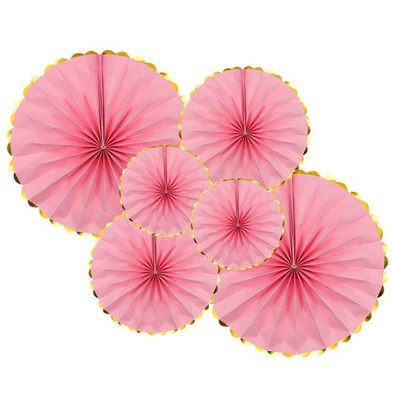 Pink Paper Fan Decorations For Party - 6 Pcs