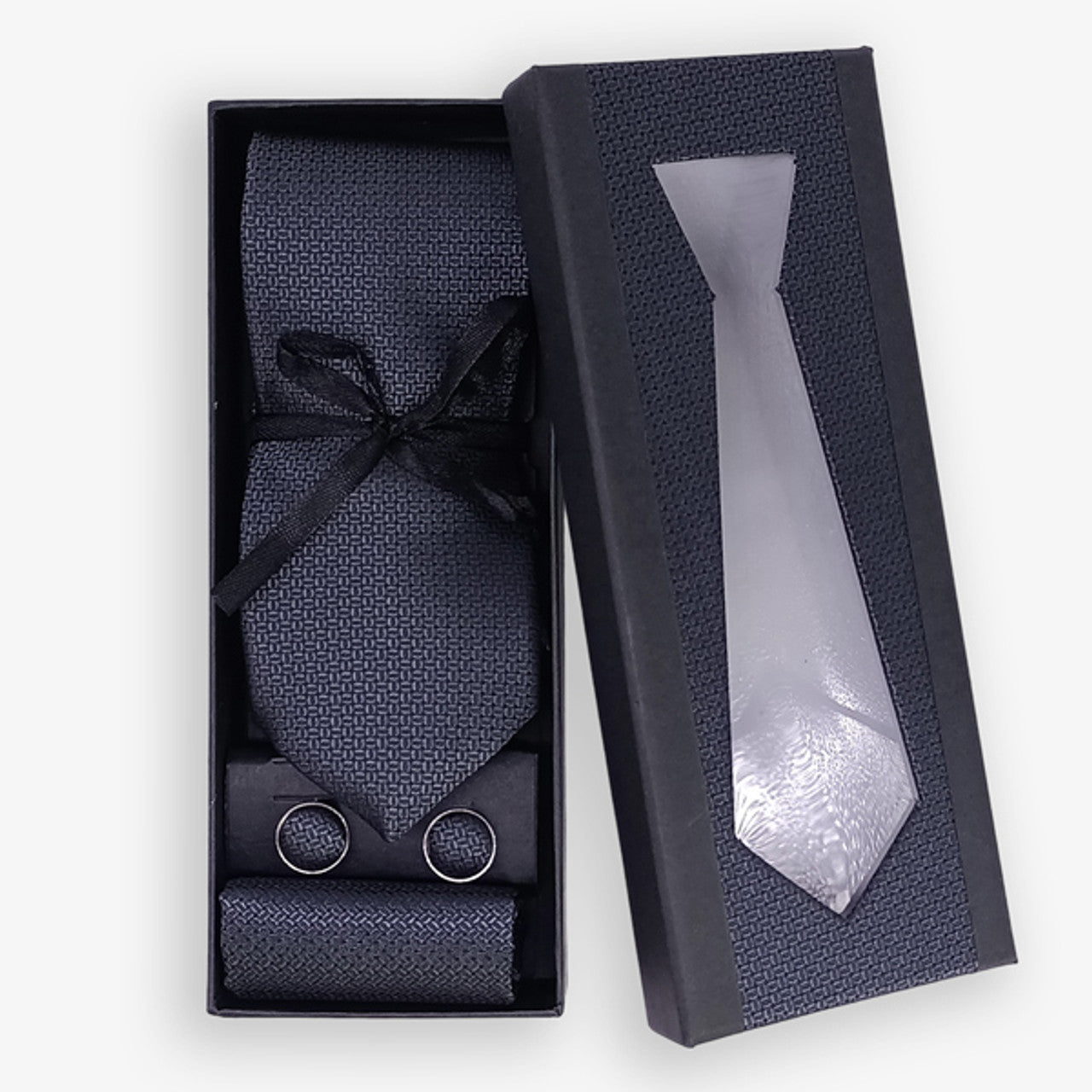 Grey Tie with Black Dots