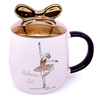 Ballerina Girl Ceramic Mug with Lid