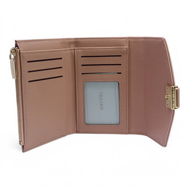 Salmon Pink PU Leather Hand Purse For Ladies