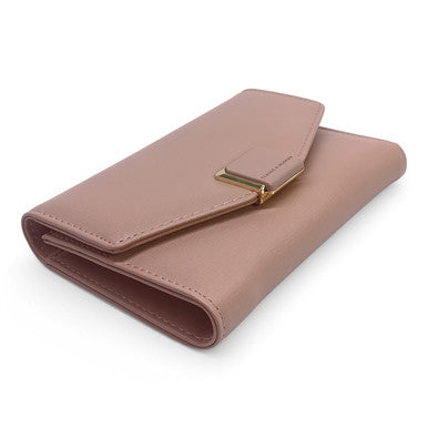 Salmon Pink PU Leather Hand Purse For Ladies