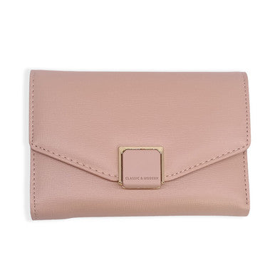 Salmon Pink PU Leather Hand Purse For Ladies