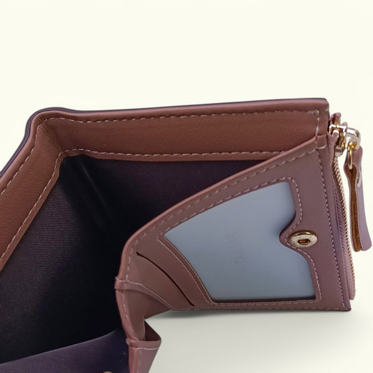 Brown Button Bifold Wallet for Women