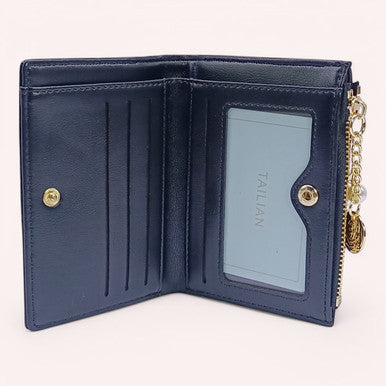 Black PU Bifold Mini Wallet For Women