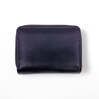 Black Tri-Fold Wallet With Zip Pocket For Ladies