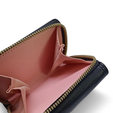 Black PU Bifold Mini Wallet For Women