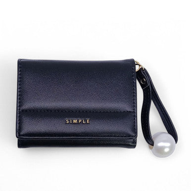 Black Tri-Fold Wallet for Women
