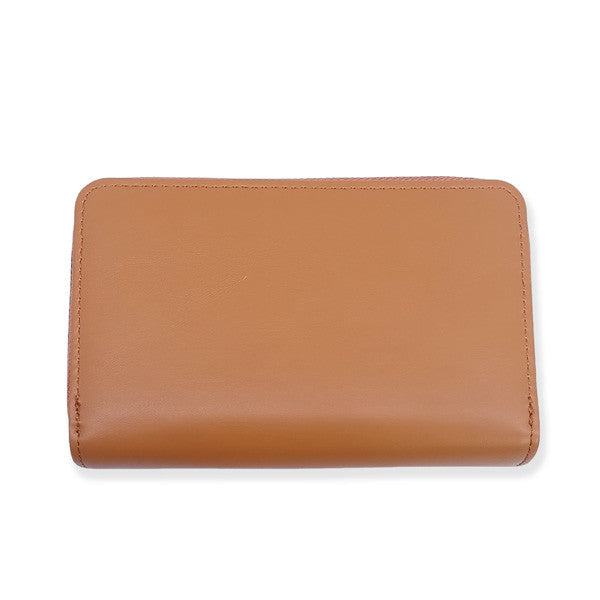 Ladies' Trendy Tri-Fold Purse in Coral Brown PU Leather