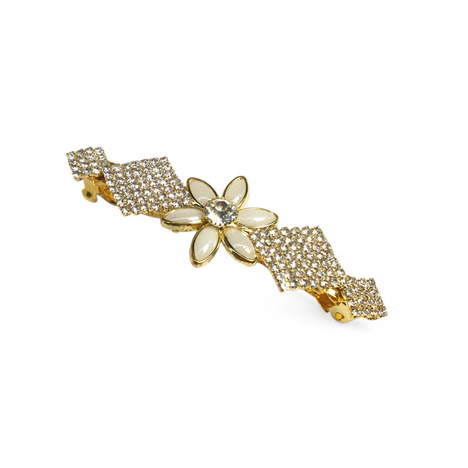 Floral Accented Geometric / Golden Hair Clip