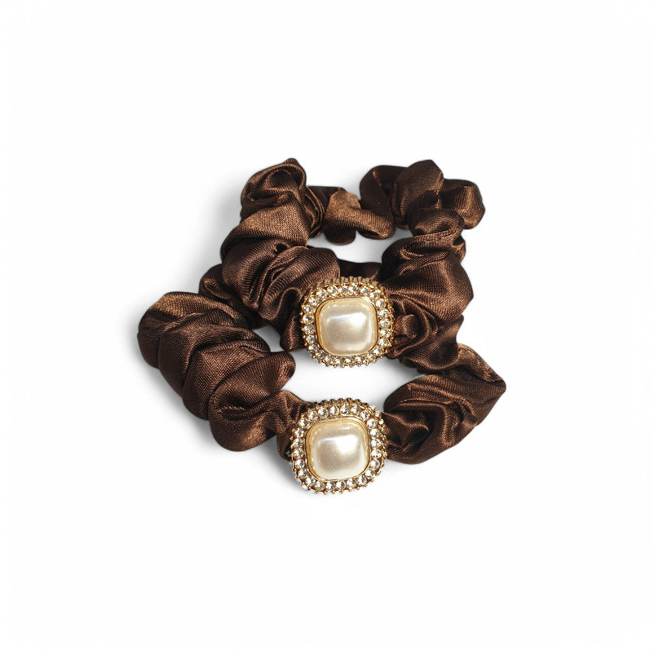 Chocolate Brown Hair Rubber Band with Organza Bow