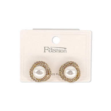 Golden Contemporary Pearl Stud Earrings