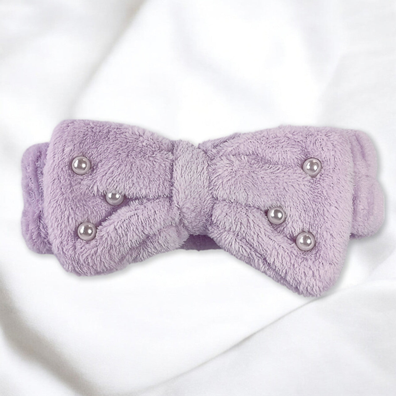 Cotton Hair Band with Bow & Pearl- Color May vary