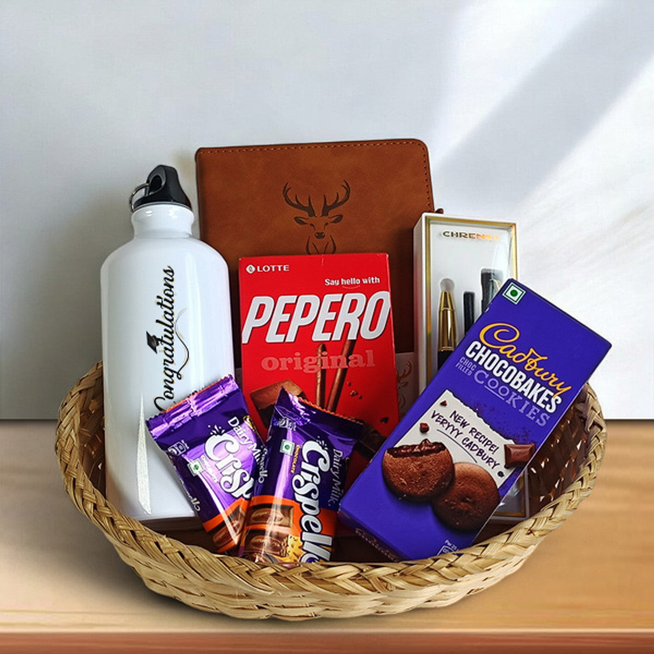 Notebook & Bottle With Sweets Gift Hamper Set