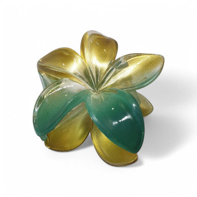 Green & Golden Lily Hair Clip