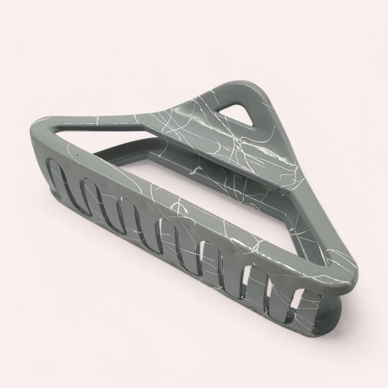 Grey Triangular Hair Clip with White Contrast