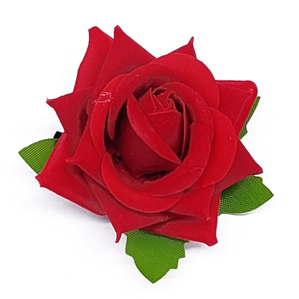 Red Rose Flower Velvet Hair Clip