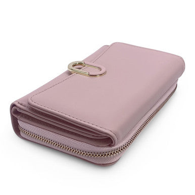 Light Pink PU Leather Tri-Fold Purse for Ladies