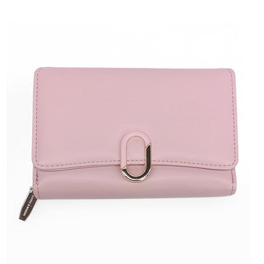 Light Pink PU Leather Tri-Fold Purse for Ladies