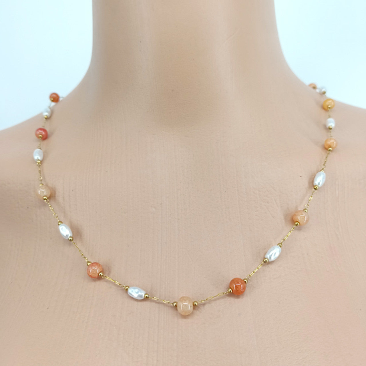 Orange Marble Bead Mala