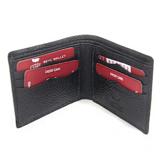 Black Leather Bi-Fold Wallet For Men