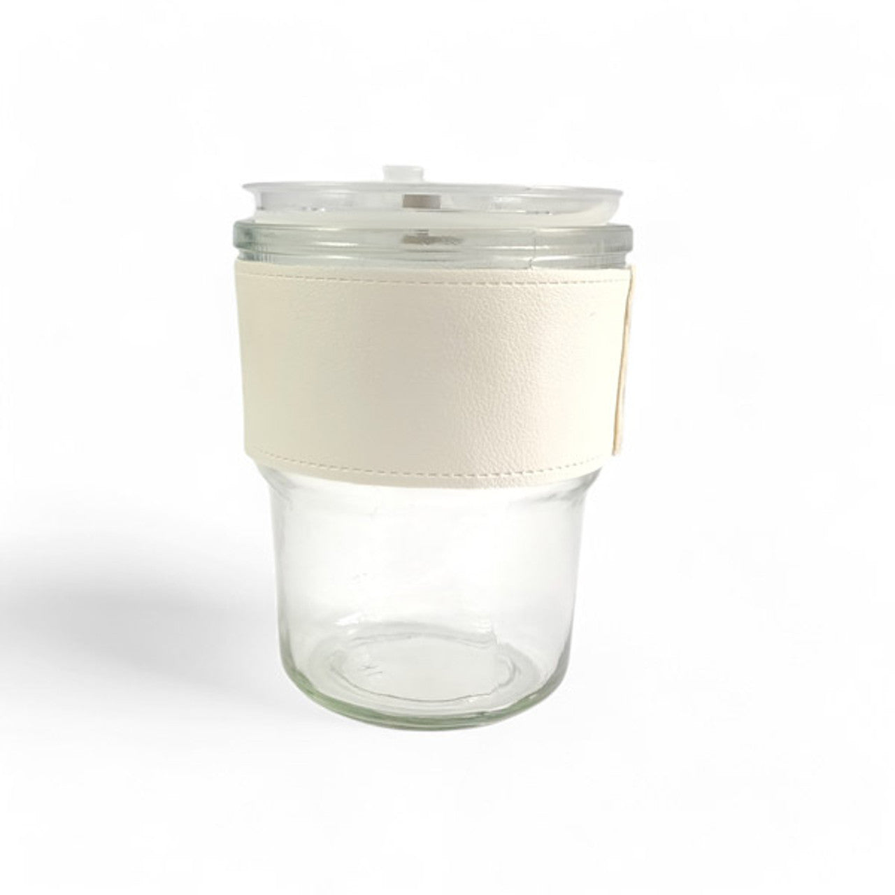 White Glass Tumbler with Straw – 400ml