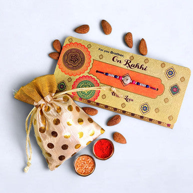 Rakhi with Almonds for Brother In Pouch