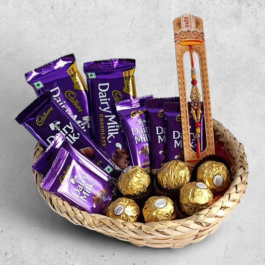 Dairy Milk Rakhi Gift Basket for Bother