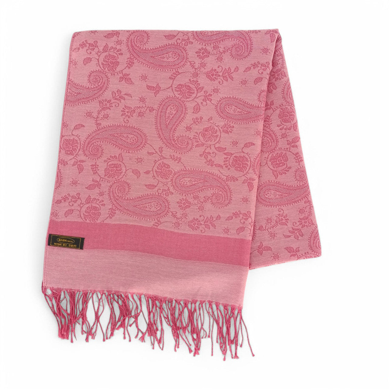 Pink Pashmina Shawl with Mayur VR Print