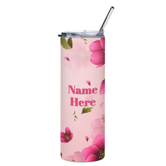 Personalized Name Floral Design Straw Bottle
