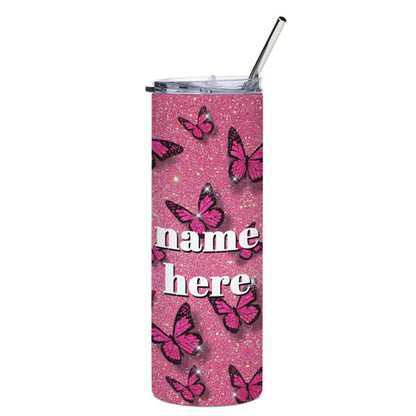 Personalized Name- Butterfly Design Straw Bottle