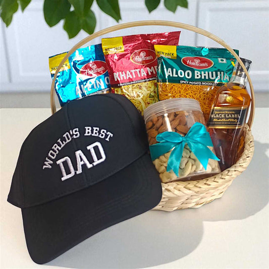 Dad's Gift Basket with Whisky & Snacks
