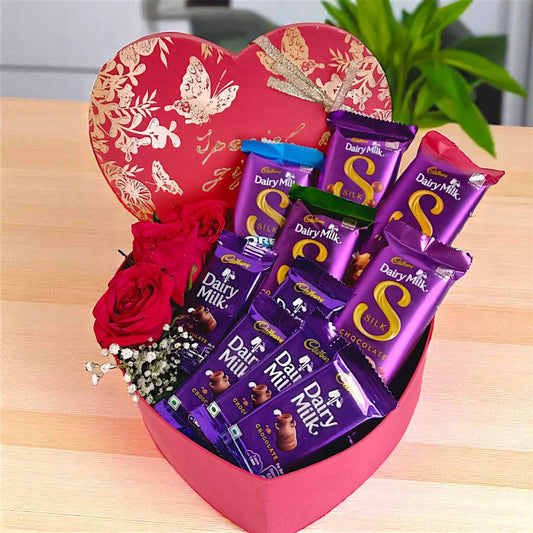 Fresh Roses & Dairy Milk Combo